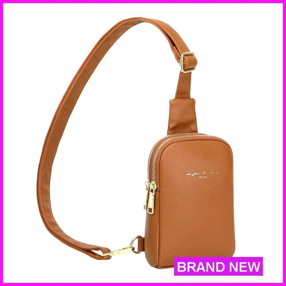 Vegan Leather Crossbody Sling Bag Minimal Chic Travel Fanny Pack Adjustable